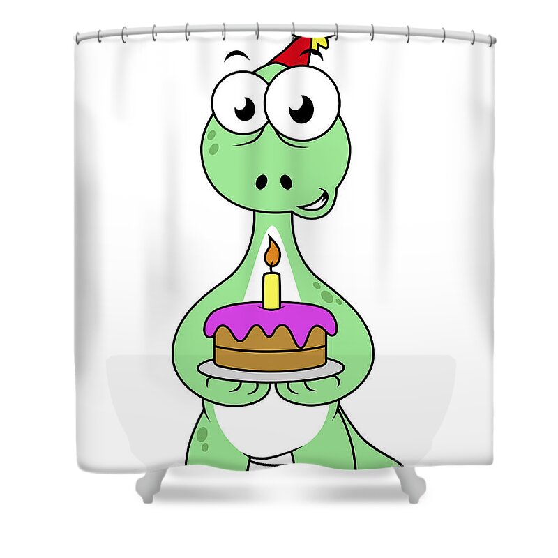 Vertical Shower Curtain featuring the digital art Illustration Of A Brontosaurus by Stocktrek Images