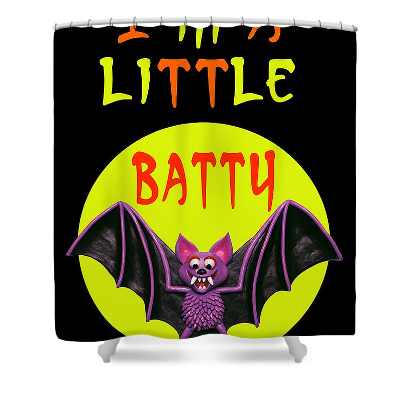 Halloween Cards Shower Curtain featuring the digital art I'm A Little Batty by Amy Vangsgard