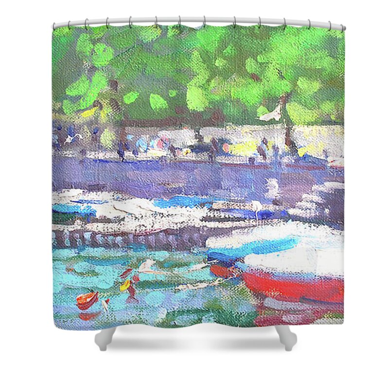 Lenno Shower Curtain featuring the painting Caught In Summer by Jerry Fresia