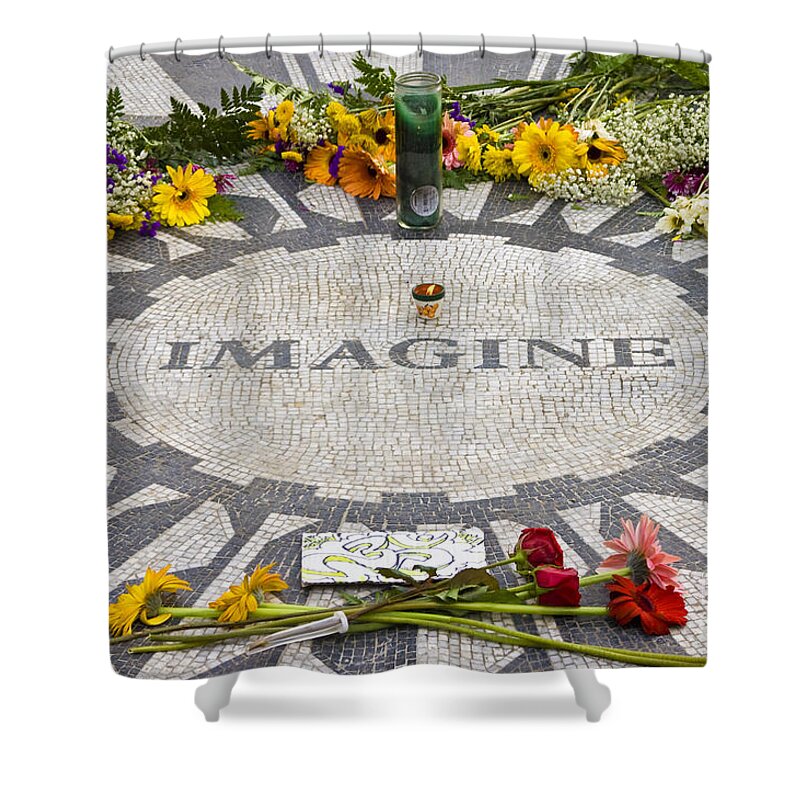 John Lennon Shower Curtain featuring the photograph Imagine by Anthony Sacco