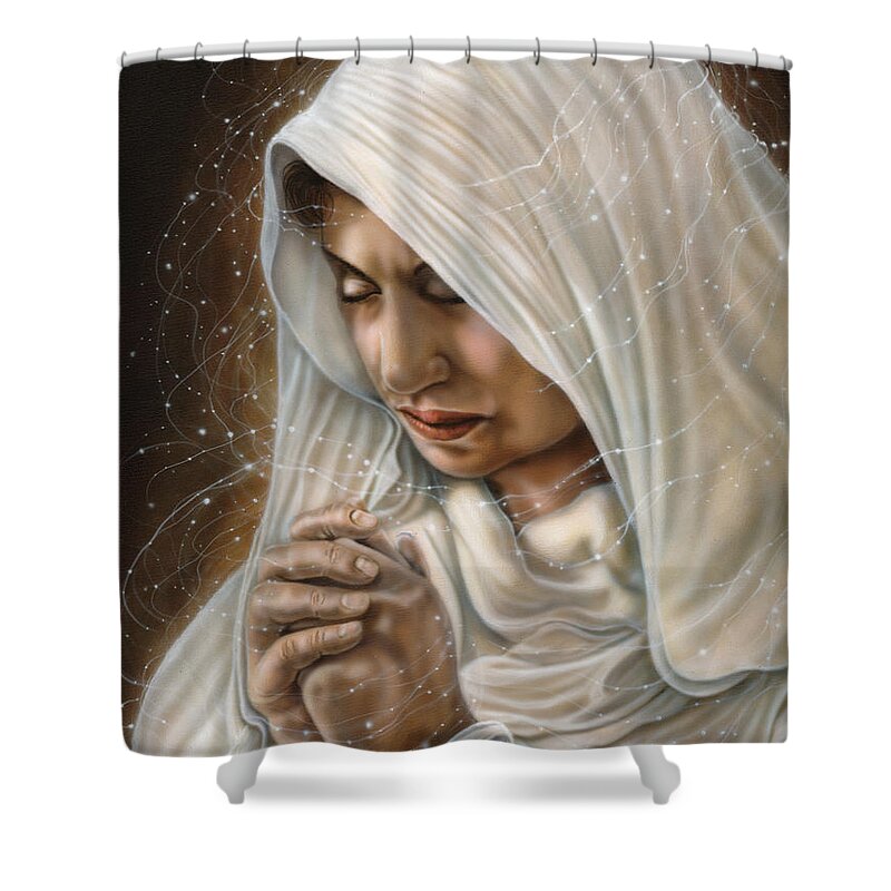 North Dakota Artist Shower Curtain featuring the painting Immaculate Conception - Mothers Joy by Wayne Pruse