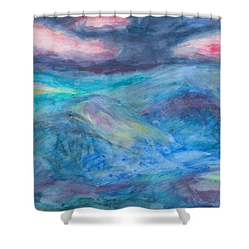 Seascape Shower Curtain featuring the painting Impressions of the Sea 2 by Wendy Le Ber