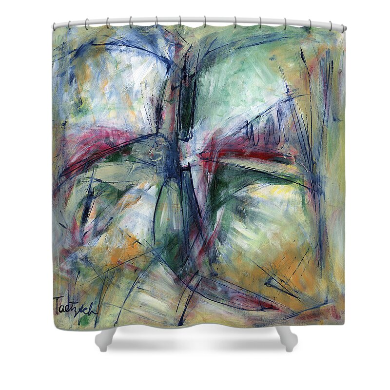 Abstract Shower Curtain featuring the painting In Good Hands by Lynne Taetzsch