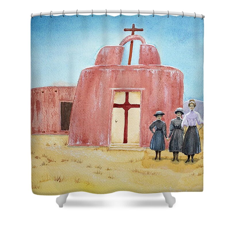 New Mexico Shower Curtain featuring the painting In Old New Mexico II by Michele Myers