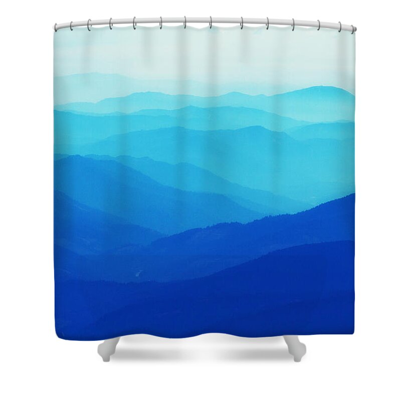 Mountains Shower Curtain featuring the photograph In the Blue by Lisa Chorny