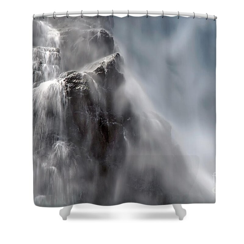 In The Mist Of The Falls Shower Curtain featuring the photograph In the Mist of the Falls by Kaye Menner