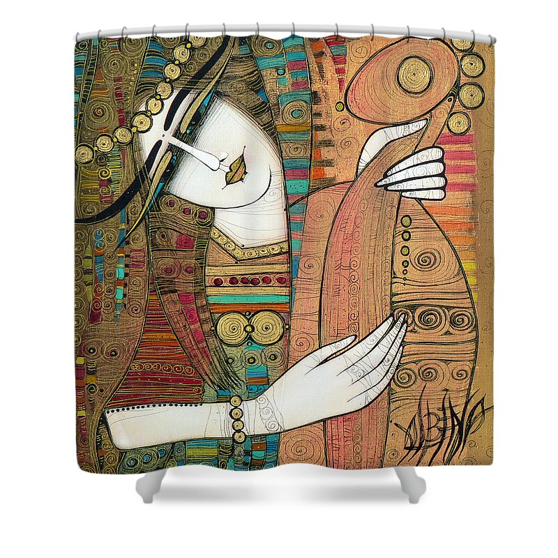Albena Shower Curtain featuring the painting In The Past... by Albena Vatcheva