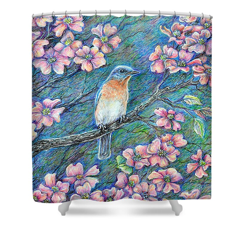 Bluebird Shower Curtain featuring the drawing In The Pink by Gail Butler