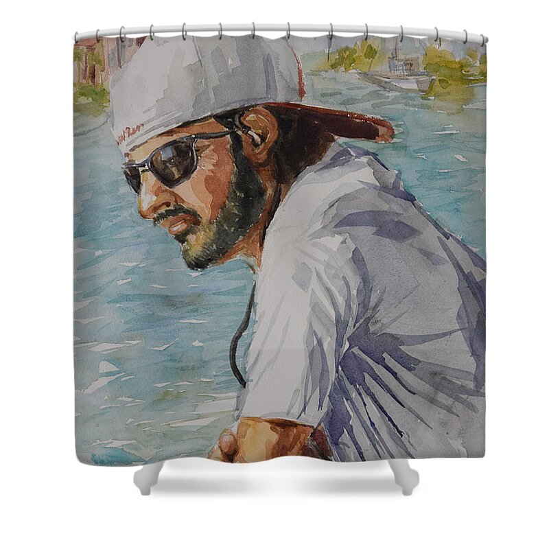 On The Boat Shower Curtain featuring the painting In Tuned by Jyotika Shroff