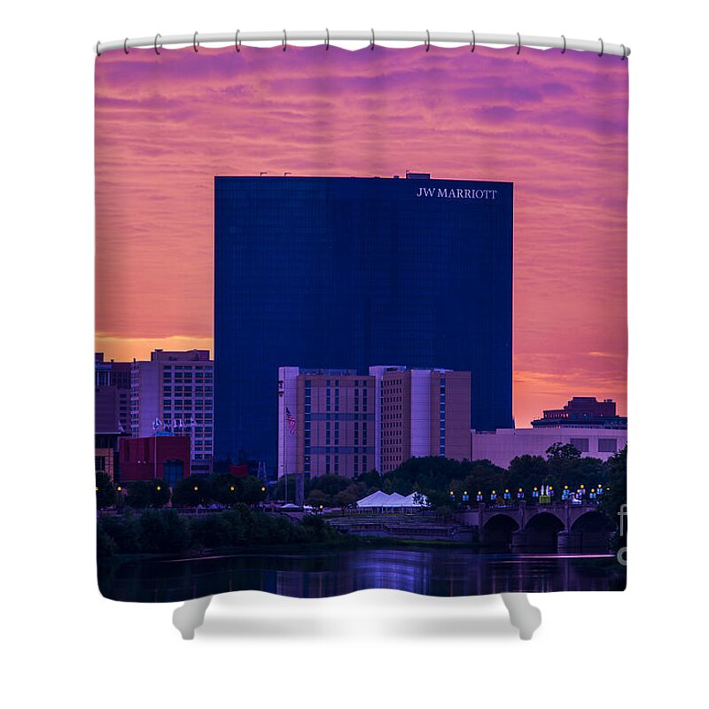Jw Shower Curtain featuring the photograph Indianapolis Indiana JW Marriott Sunrise by David Haskett II