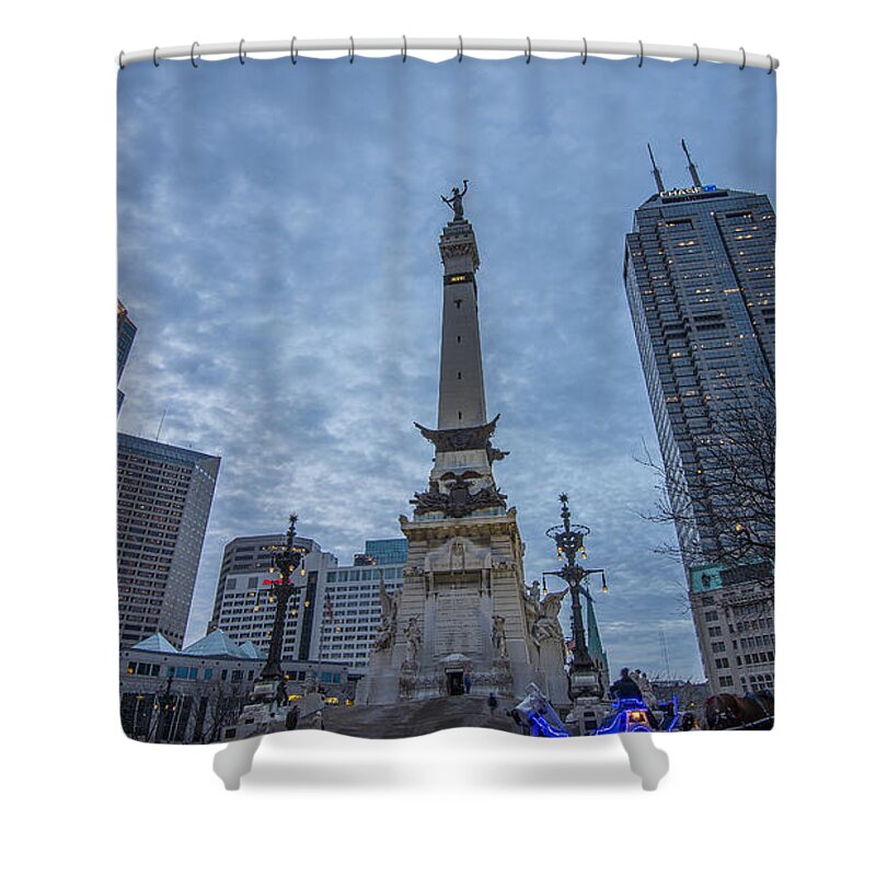 Indiana Shower Curtain featuring the photograph Indianapolis Indiana Monument Circle Blue by David Haskett II