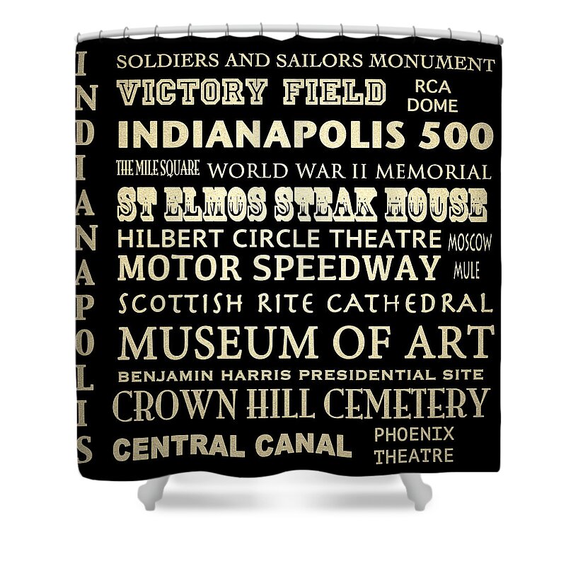 Indianapolis Shower Curtain featuring the digital art Indianapolis Famous Landmarks by Patricia Lintner