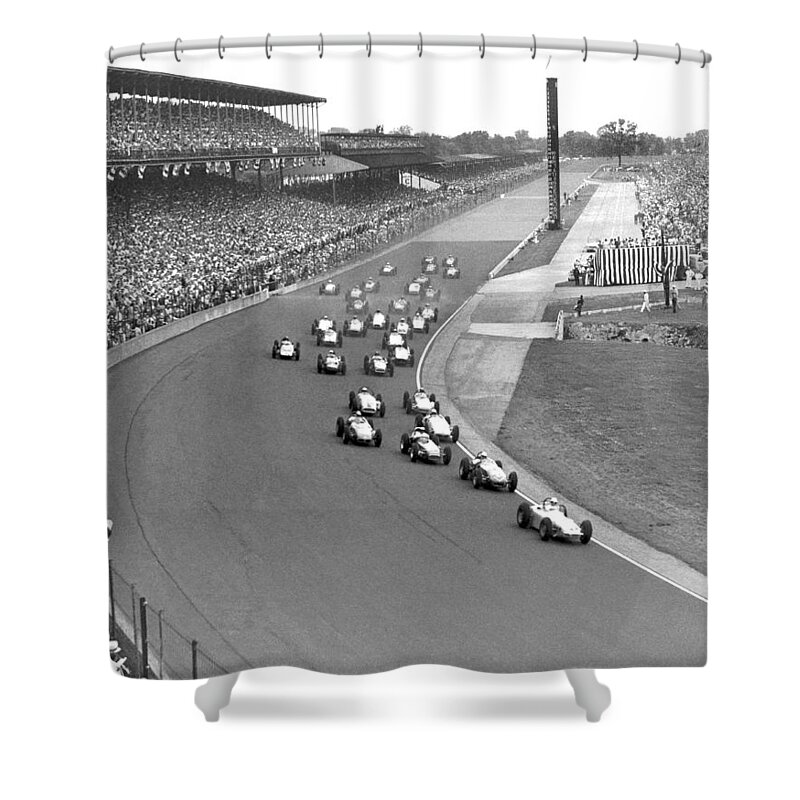 1950's Shower Curtain featuring the photograph Indy 500 Race Start by Underwood Archives
