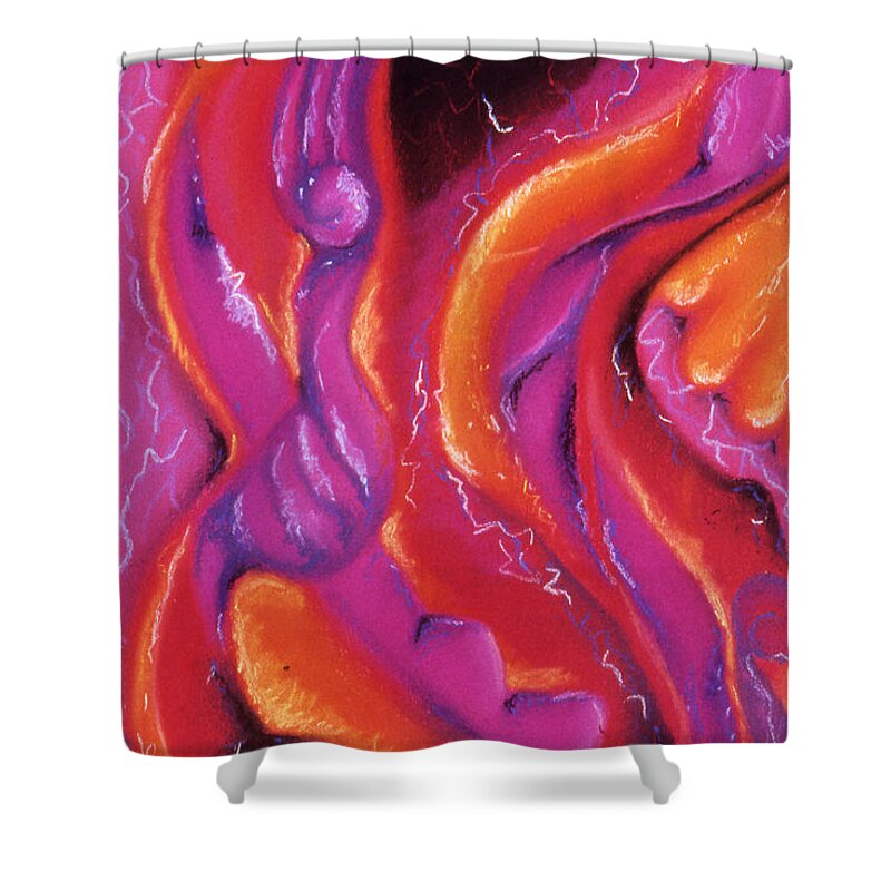 Abstract Shower Curtain featuring the pastel Inferno by Susan Will