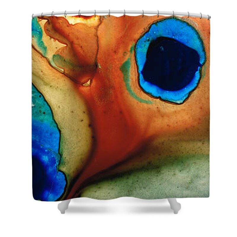 Abstract Art Shower Curtain featuring the painting Infinity of Life by Sharon Cummings