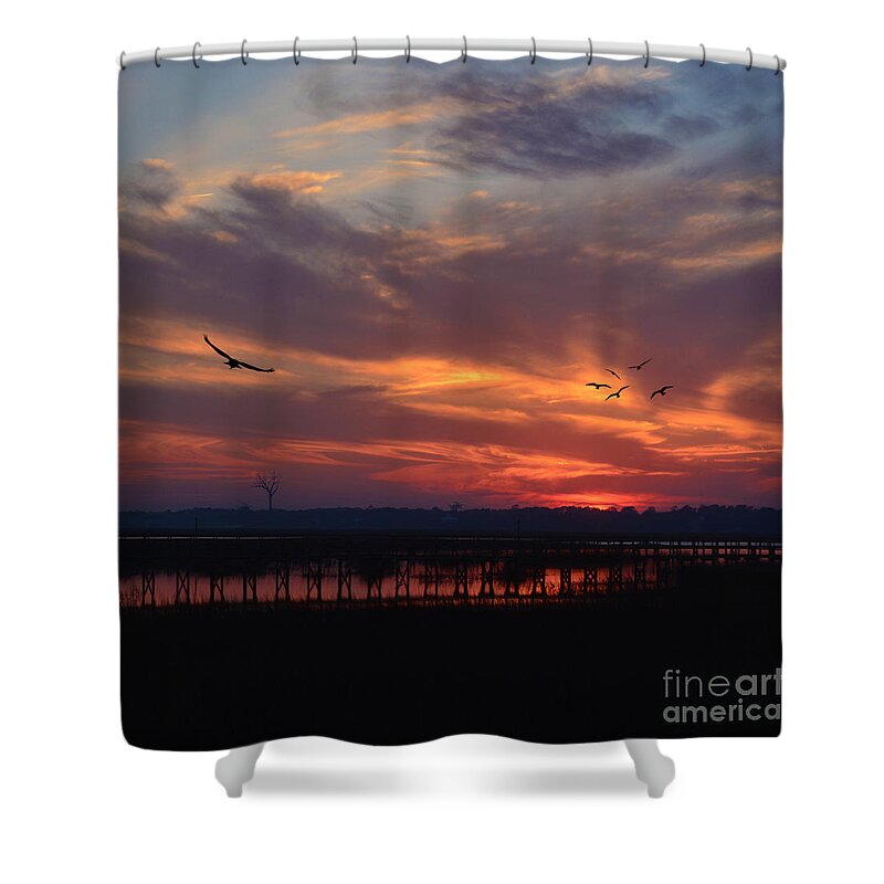 Throw Pillows Shower Curtain featuring the photograph Inlet Sunset Throw Pillow by Kathy Baccari