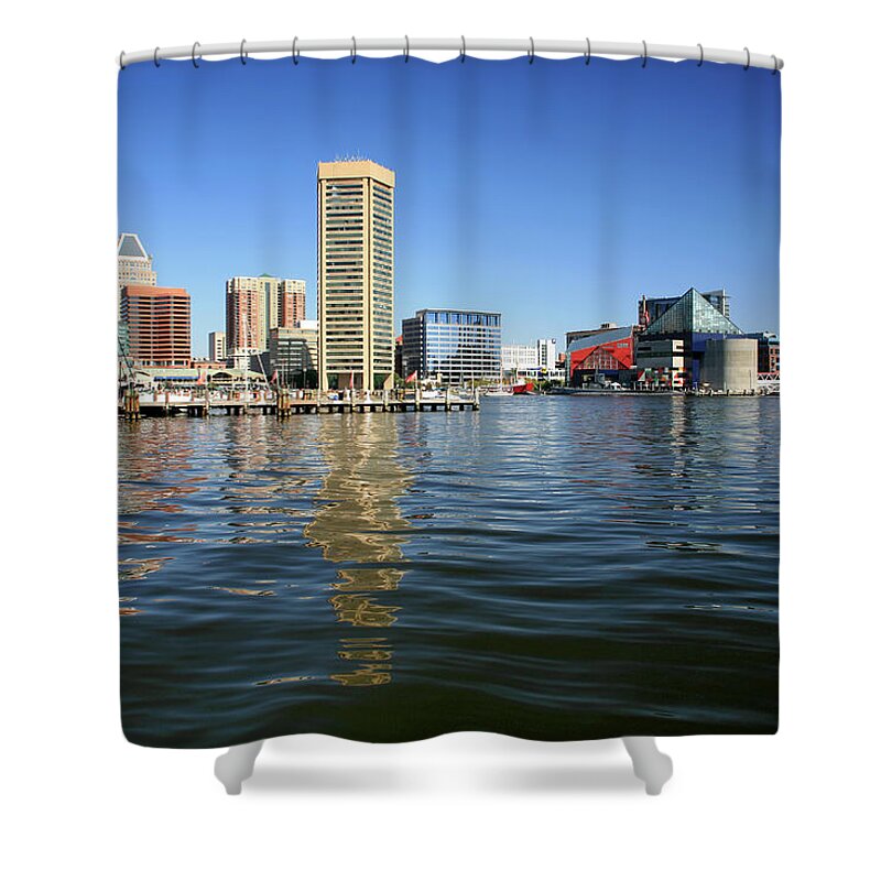 Tranquility Shower Curtain featuring the photograph Inner Harbor And Baltimore Skyline by Hisham Ibrahim