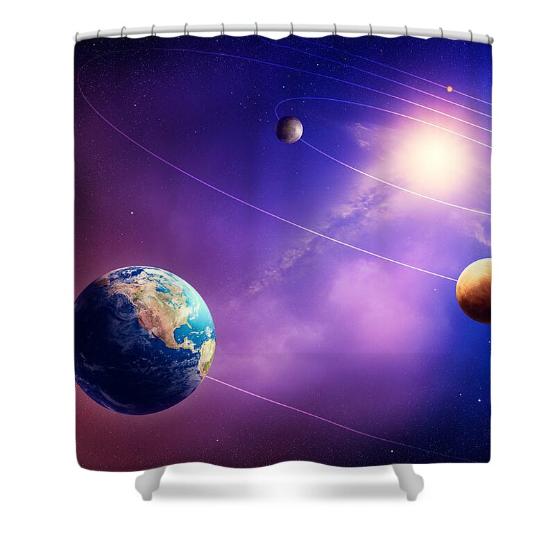 Planet Shower Curtain featuring the photograph Inner solar system planets by Johan Swanepoel