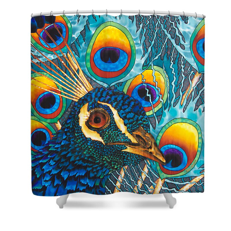 Peacock Shower Curtain featuring the painting Insane Peacock by Daniel Jean-Baptiste