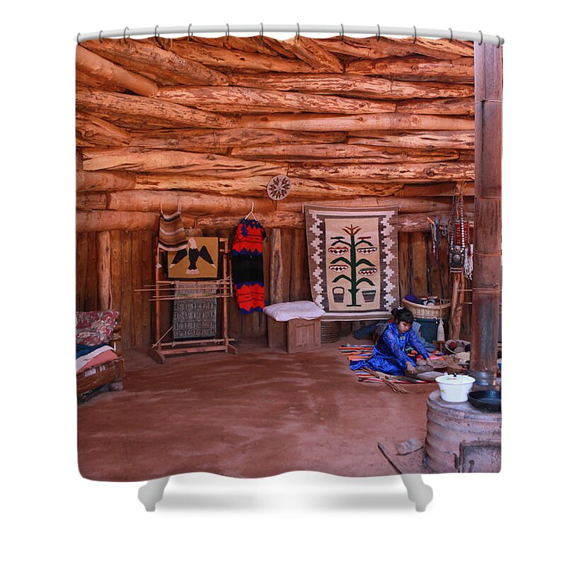 Navajo Home Shower Curtain featuring the photograph Inside a Navajo Home by Diane Bohna
