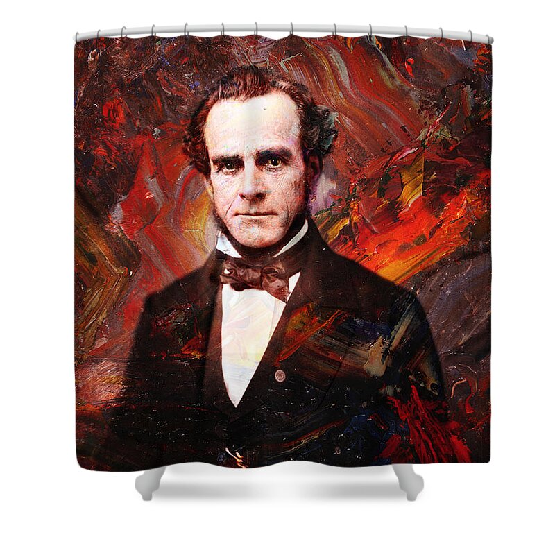 Historical Figure Shower Curtain featuring the painting Intense Fellow 2 by James W Johnson