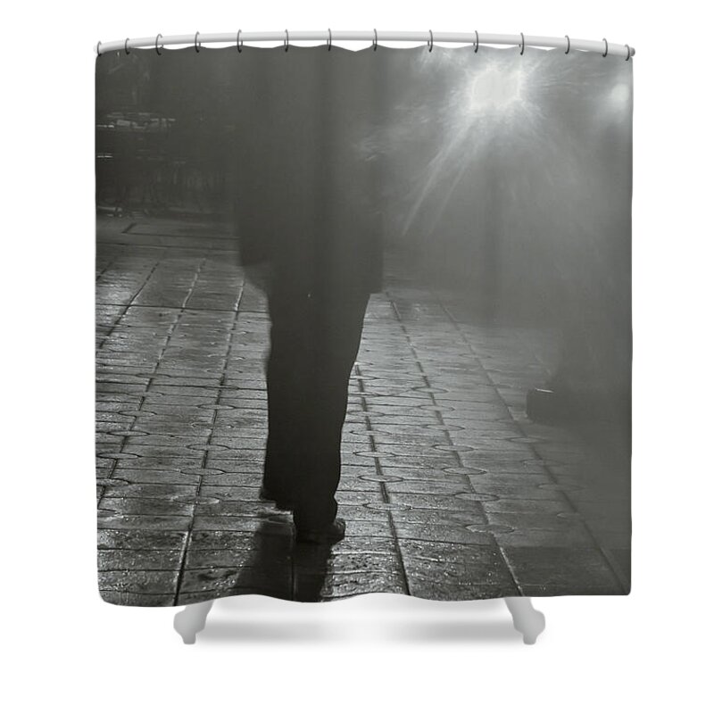 Street Scene Shower Curtain featuring the photograph Intentions Unknown By Denise Dube by Denise Dube