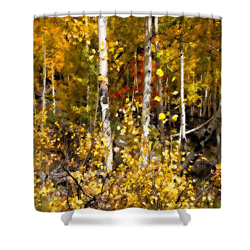 Autumn Shower Curtain featuring the digital art Into Autumn by Lana Trussell