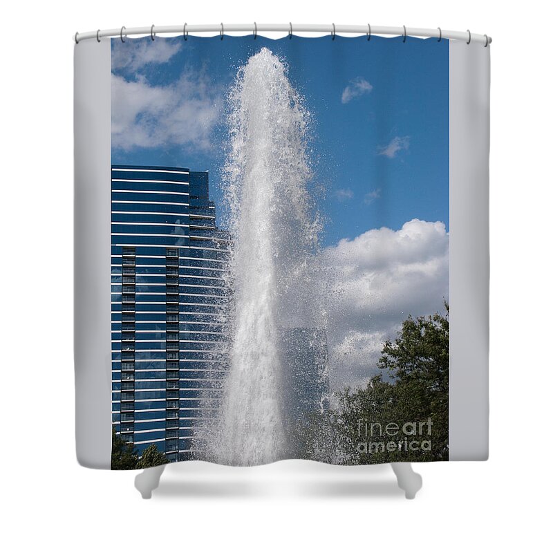 Fountain Shower Curtain featuring the photograph Into the Blue by Ann Horn