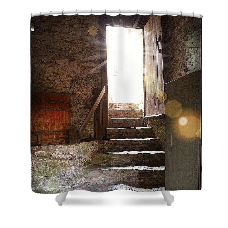 Religious Art Shower Curtain featuring the photograph Into the Light - The Ephrata Cloisters by Joseph J Stevens