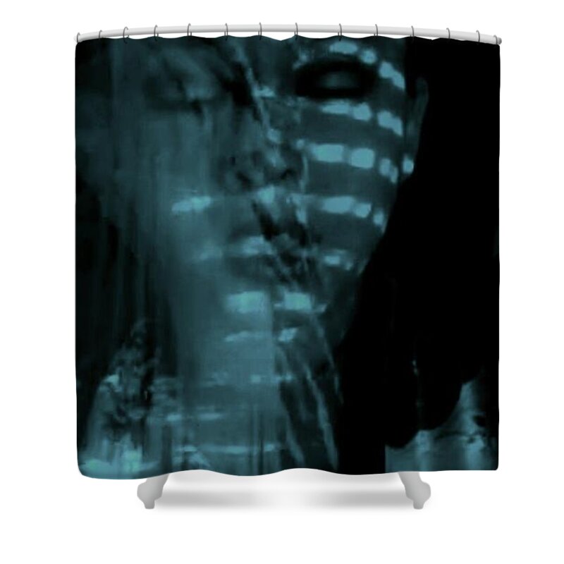 Blue Shadows Women Black Fantasy Conceptual Shower Curtain featuring the photograph Into the lull by Jessica S