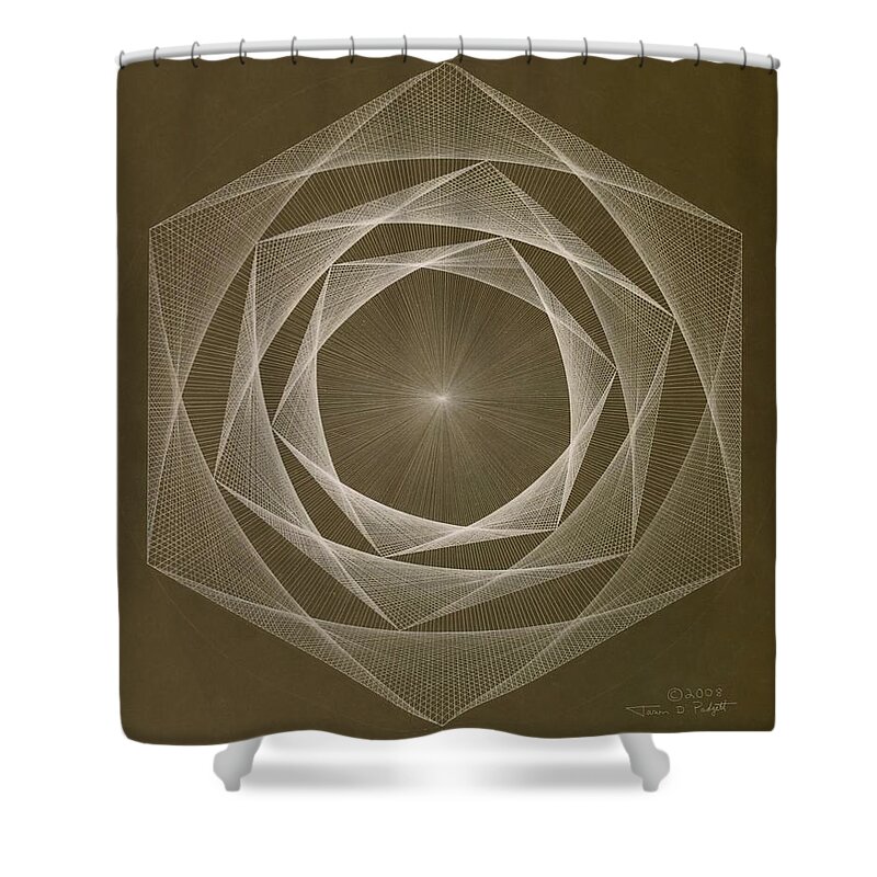 Drawing Shower Curtain featuring the drawing Inverted Energy Spiral by Jason Padgett