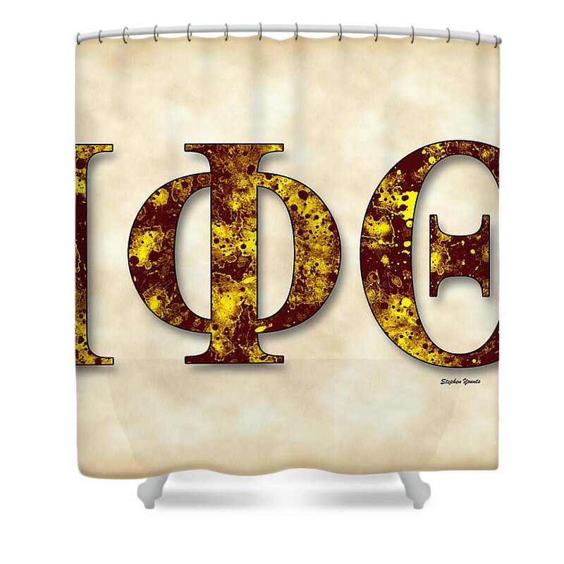 Iota Phi Theta Shower Curtain featuring the digital art Iota Phi Theta - Parchment by Stephen Younts