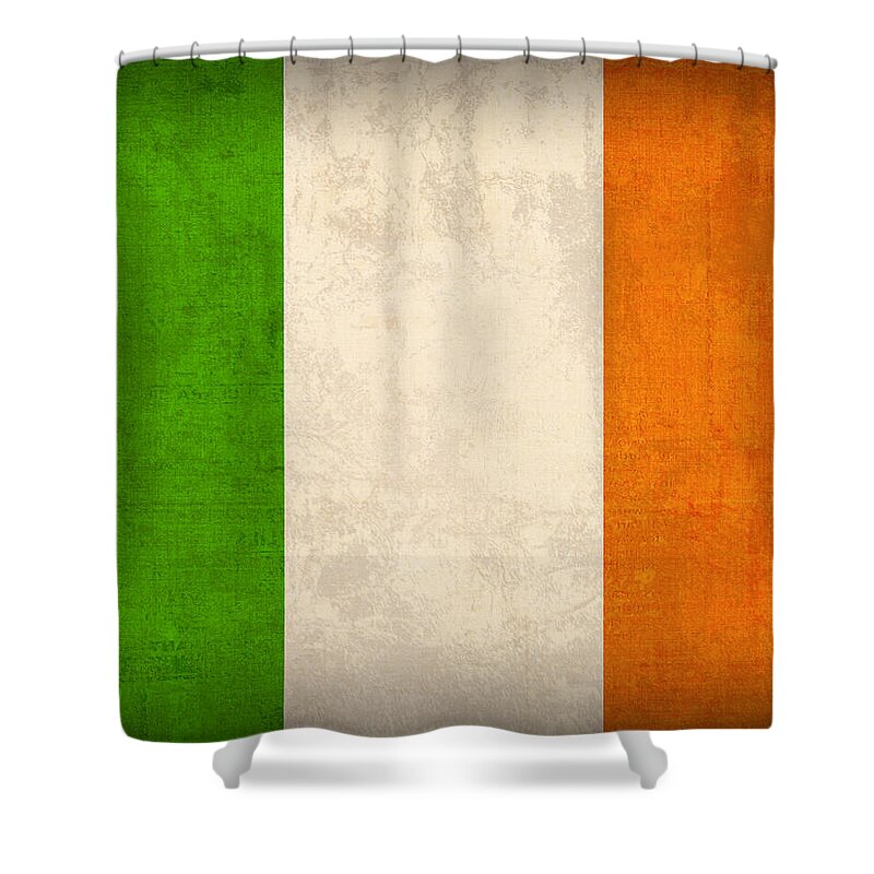 Ireland Flag Vintage Distressed Finish Dublin Irish Green Europe Luck Shower Curtain featuring the mixed media Ireland Flag Vintage Distressed Finish by Design Turnpike