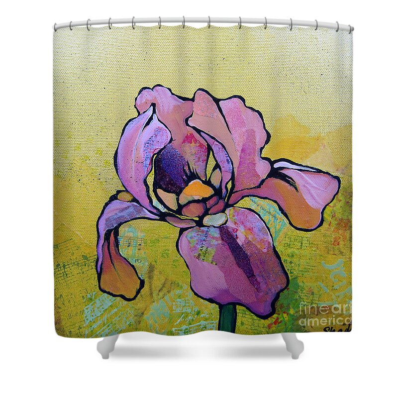 Flower Shower Curtain featuring the painting Iris I by Shadia Derbyshire