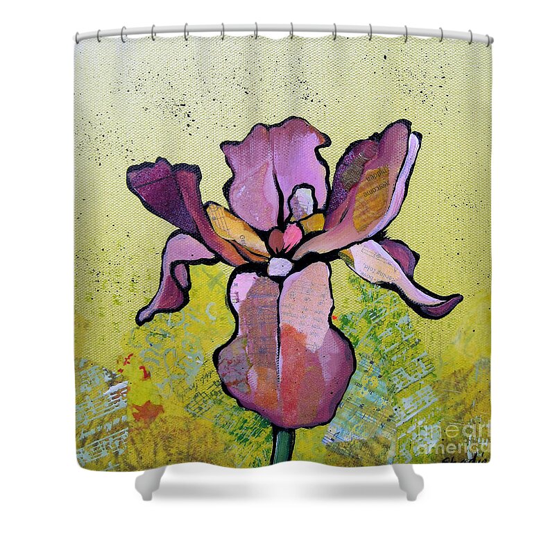 Flower Shower Curtain featuring the painting Iris II by Shadia Derbyshire