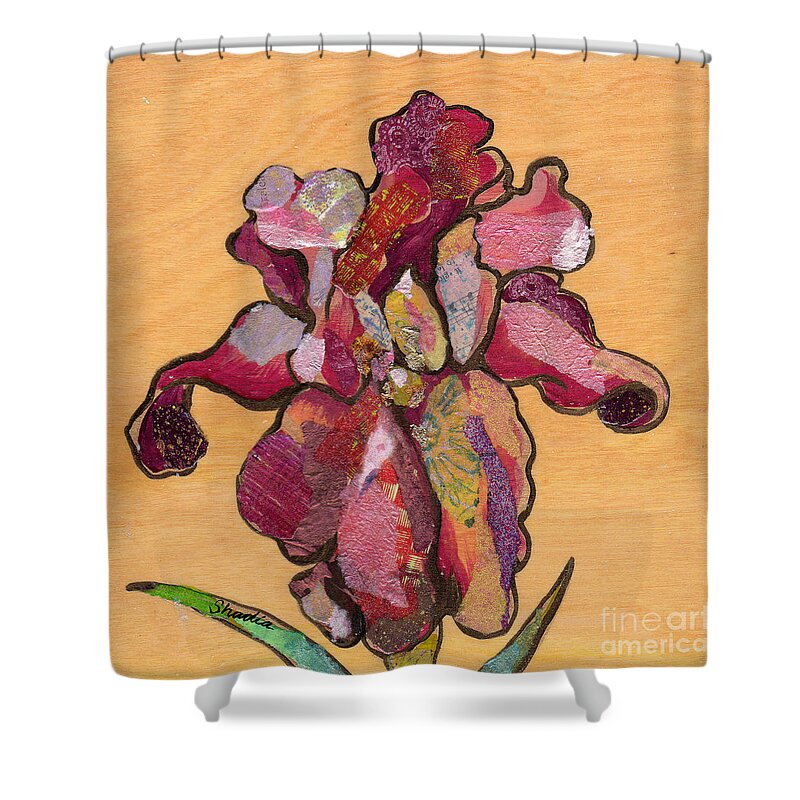 Flower Shower Curtain featuring the painting Iris III - Series II by Shadia Derbyshire