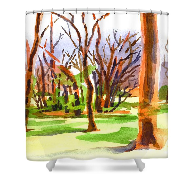 Island In The Woods Shower Curtain featuring the painting Island in the Wood by Kip DeVore