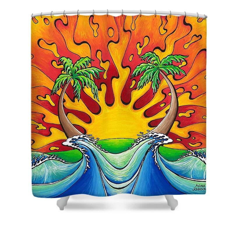 Hawaii Shower Curtain featuring the painting Island Paradise by Adam Johnson