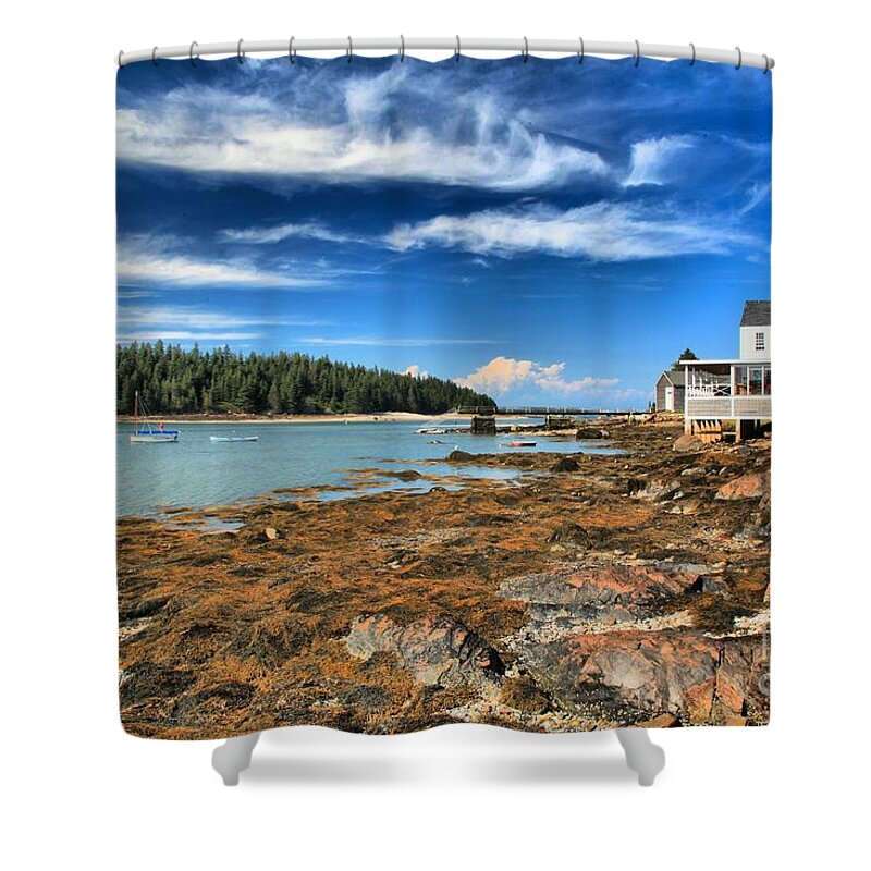 Acadia National Park Shower Curtain featuring the photograph Isle au Haut House by Adam Jewell