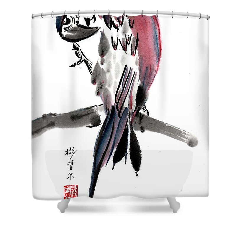 Chinese Brush Painting Shower Curtain featuring the painting Itch by Bill Searle