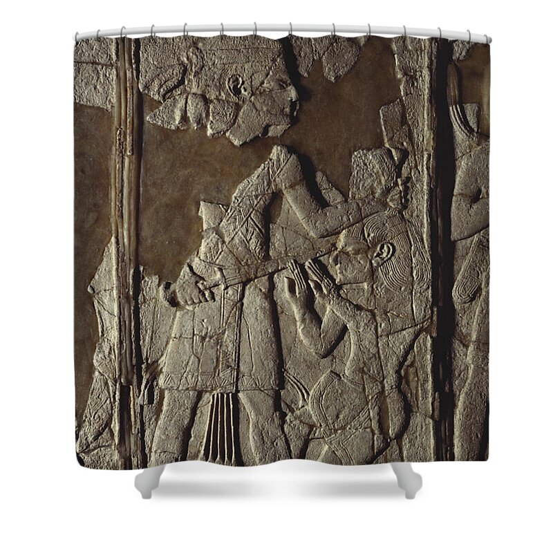 Old Ugarit Shower Curtain featuring the photograph Ivory Panel From Ugarit Excavation by Gianni Tortoli