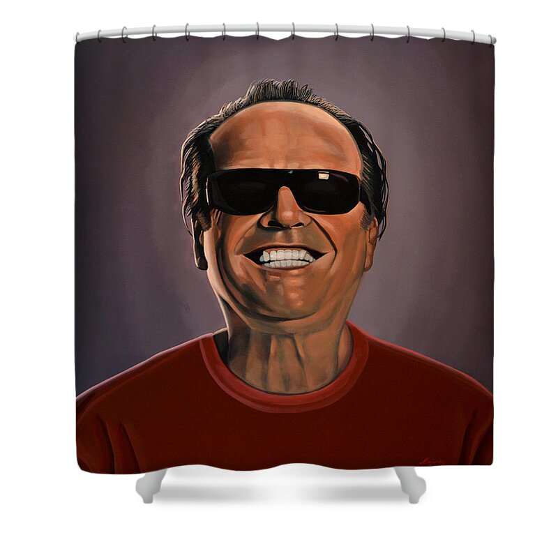 Jack Nicholson Shower Curtain featuring the painting Jack Nicholson 2 by Paul Meijering