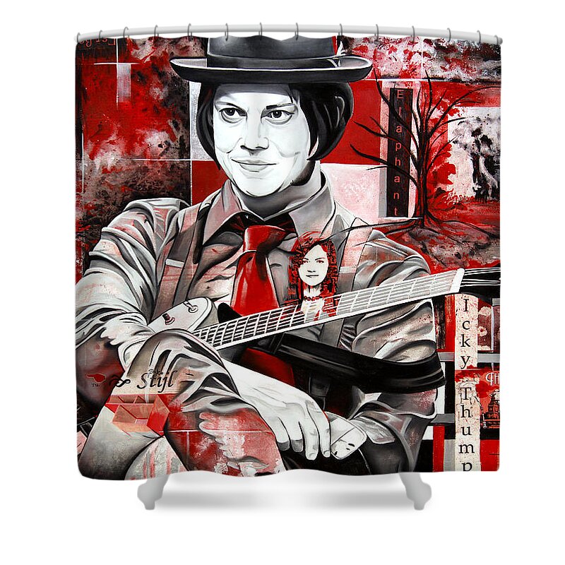 Jack White Shower Curtain featuring the painting Jack White by Joshua Morton