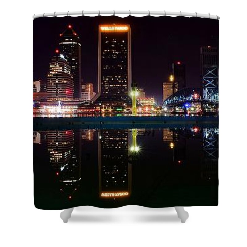 Jacksonville Shower Curtain featuring the photograph Jacksonville Panoramic by Frozen in Time Fine Art Photography