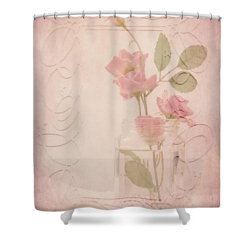 Pink Roses Shower Curtain featuring the photograph Jam Jar Roses by Sandra Foster