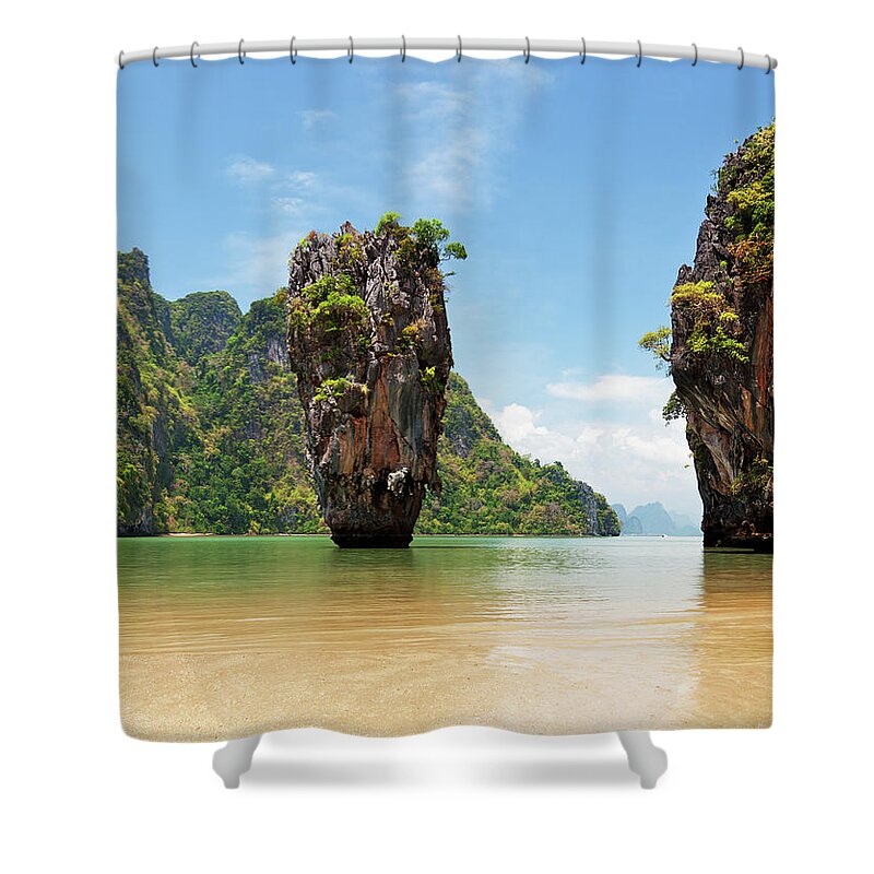 Andaman Sea Shower Curtain featuring the photograph James Bond Island, Thailand by Ivanmateev