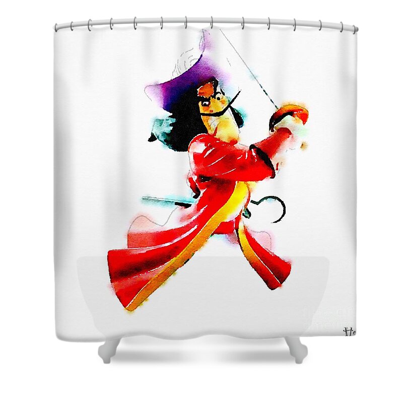 Captain Hook Shower Curtain featuring the painting James by HELGE Art Gallery