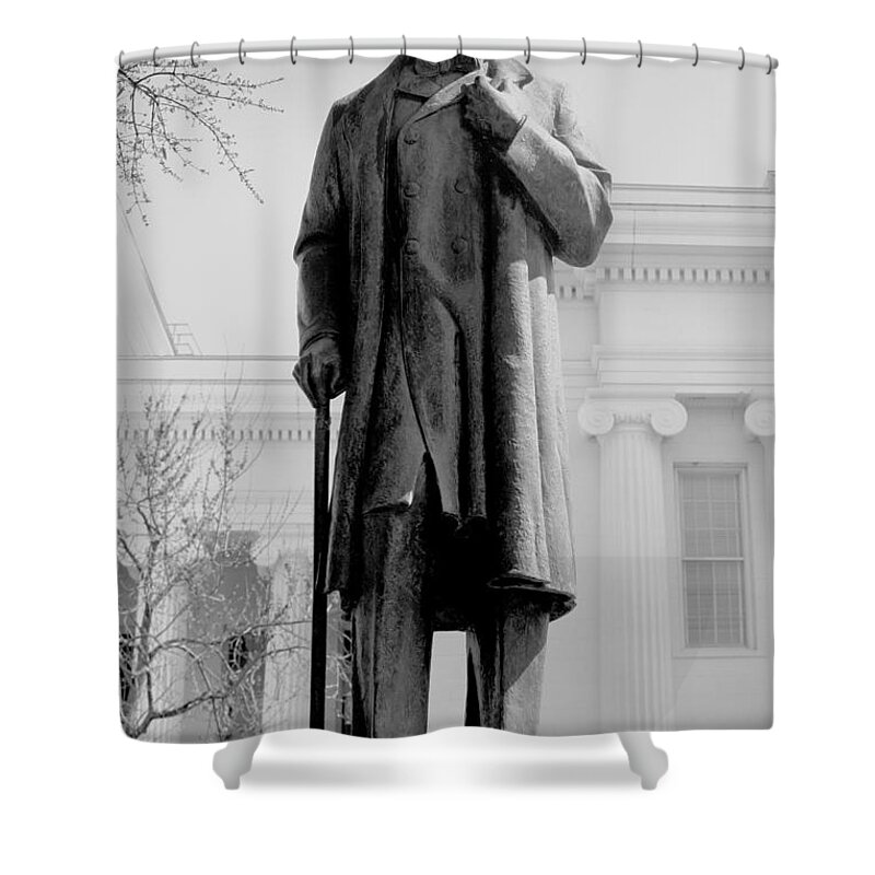 James Marion Sims Shower Curtain featuring the photograph James M Sims State Capitol BW by Lesa Fine