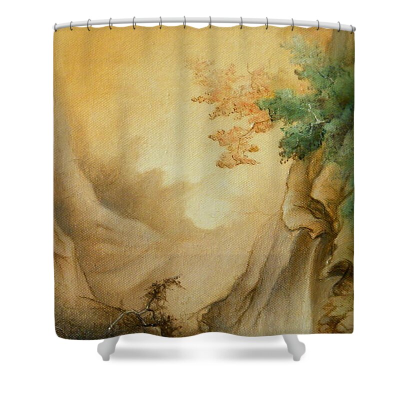 Autumn Shower Curtain featuring the painting Japanese Autumn by Sorin Apostolescu