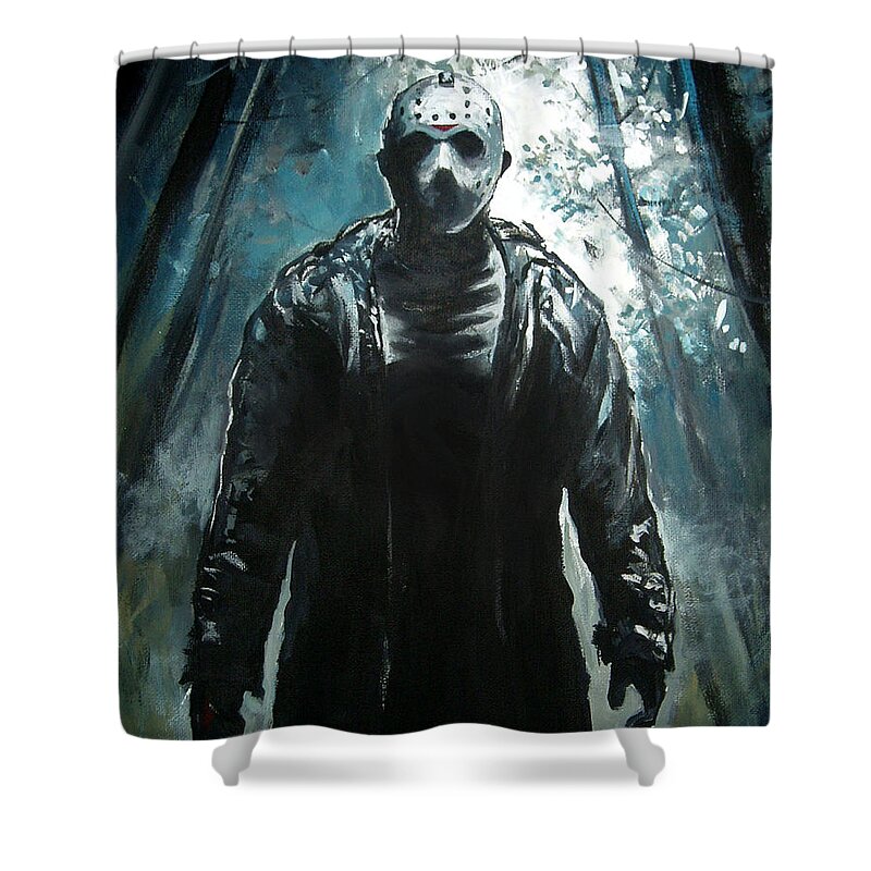 Jason Shower Curtain featuring the painting Jason by Tom Carlton